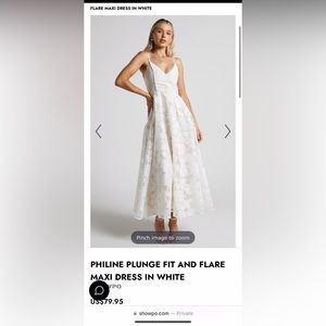 Philine Plunge Fit & Flare Maxi Dress in white.